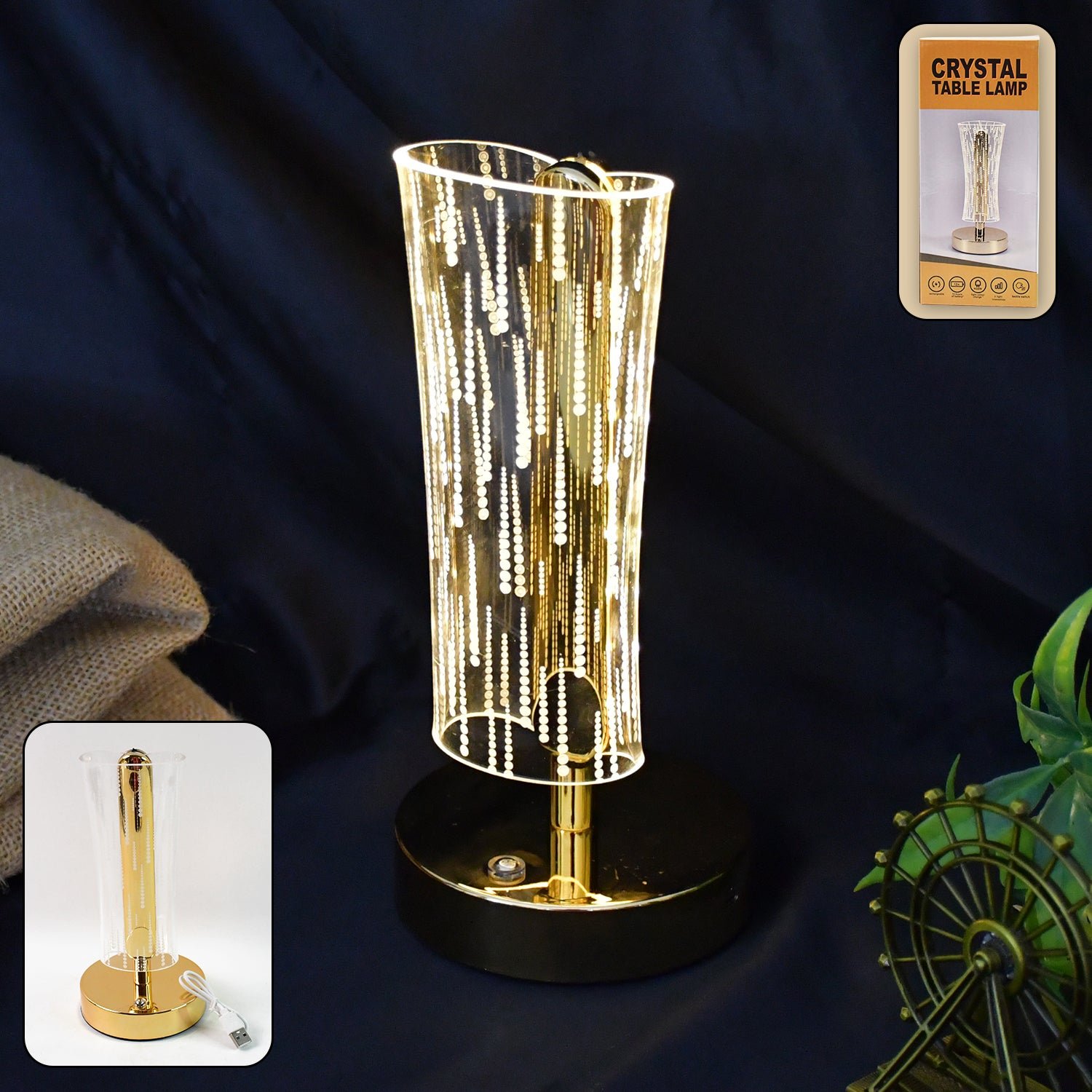 Crystal Table LED Lamp - Oval Sparkle