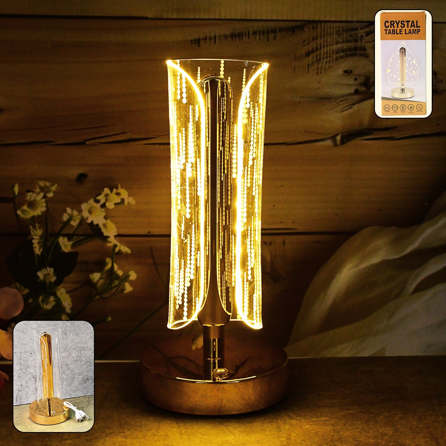 Crystal Table LED Lamp - Butterfly Design
