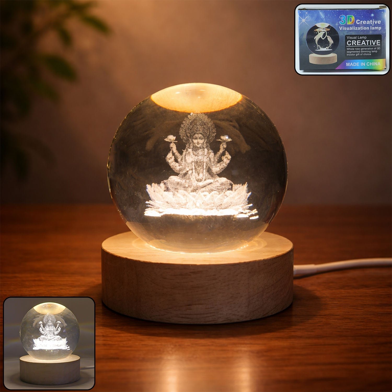 3D Crystal Laxmiji Idol Lamp