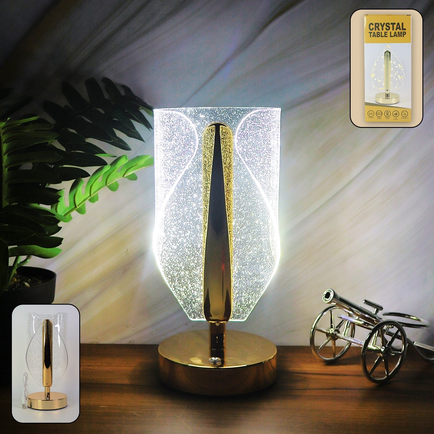 Crystal Table LED Lamp - Leaf Design