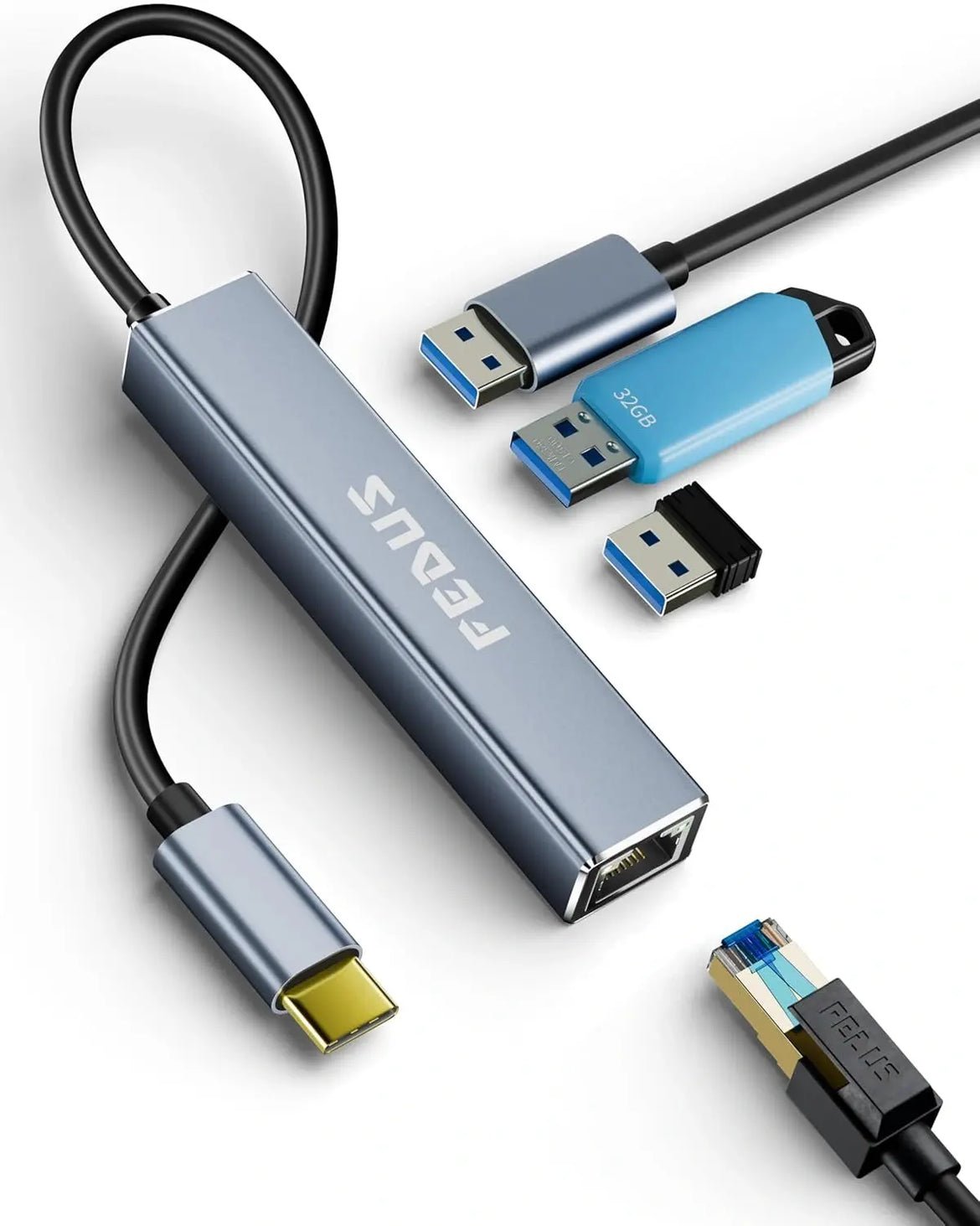 USB-C 3-Port Ethernet Hub