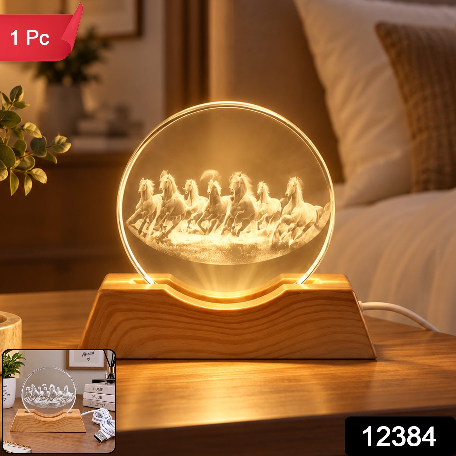 Seven Horses 3D Acrylic LED Lamp
